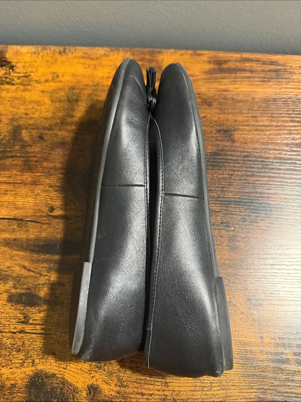 Coach Black Leather Ballet Flats with Bow Tassels - Picture 4 of 8